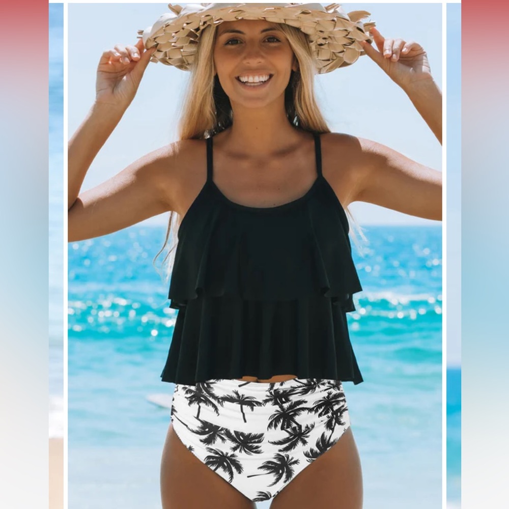 New with tags tankini swimsuit. Hish waist bottoms. Size L. Smoke free home.